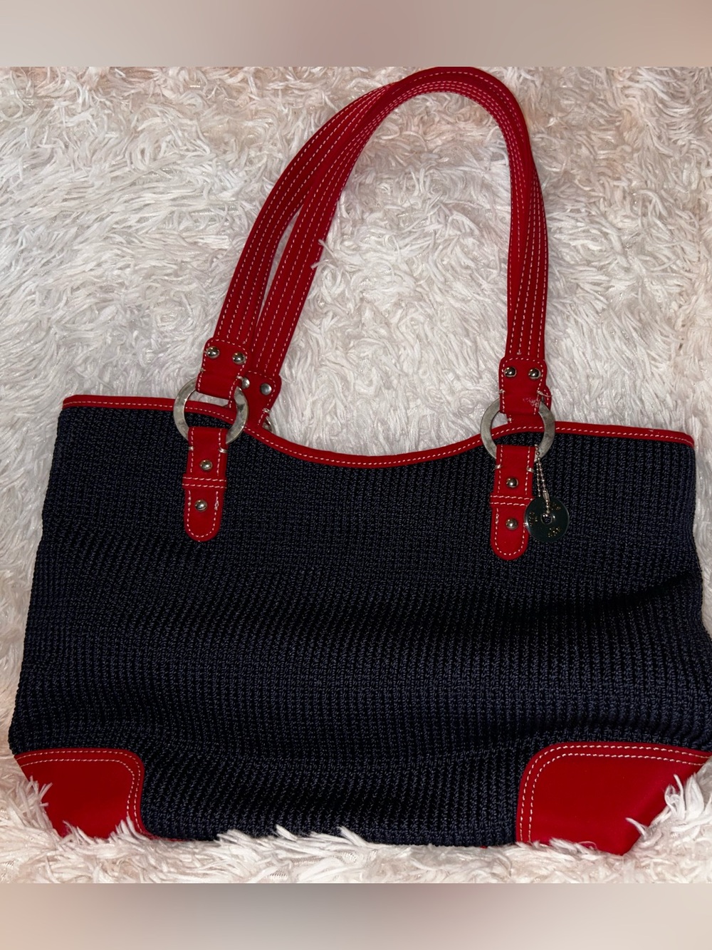 The Sak Black Tote with Red Trim and Handles